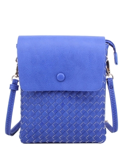 Fashion Woven Flapover Crossbody Bag WU113 ROYAL BLUE